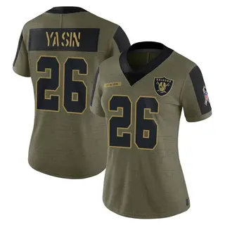 Las Vegas Raiders Women's Rock Ya-Sin Limited 2021 Salute To Service Jersey - Olive