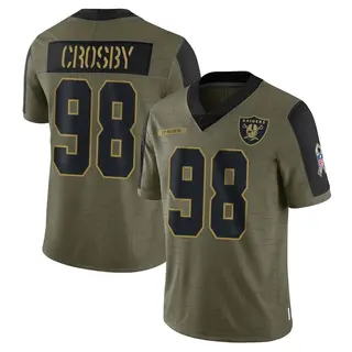 Las Vegas Raiders Youth Maxx Crosby Limited 2021 Salute To Service Jersey - Olive